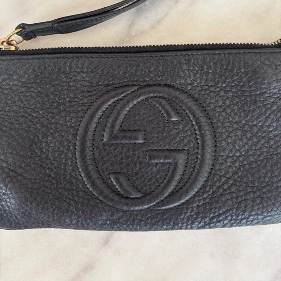GUCCI BLACK LEATHER CLUTCH - Picture 2 of 6